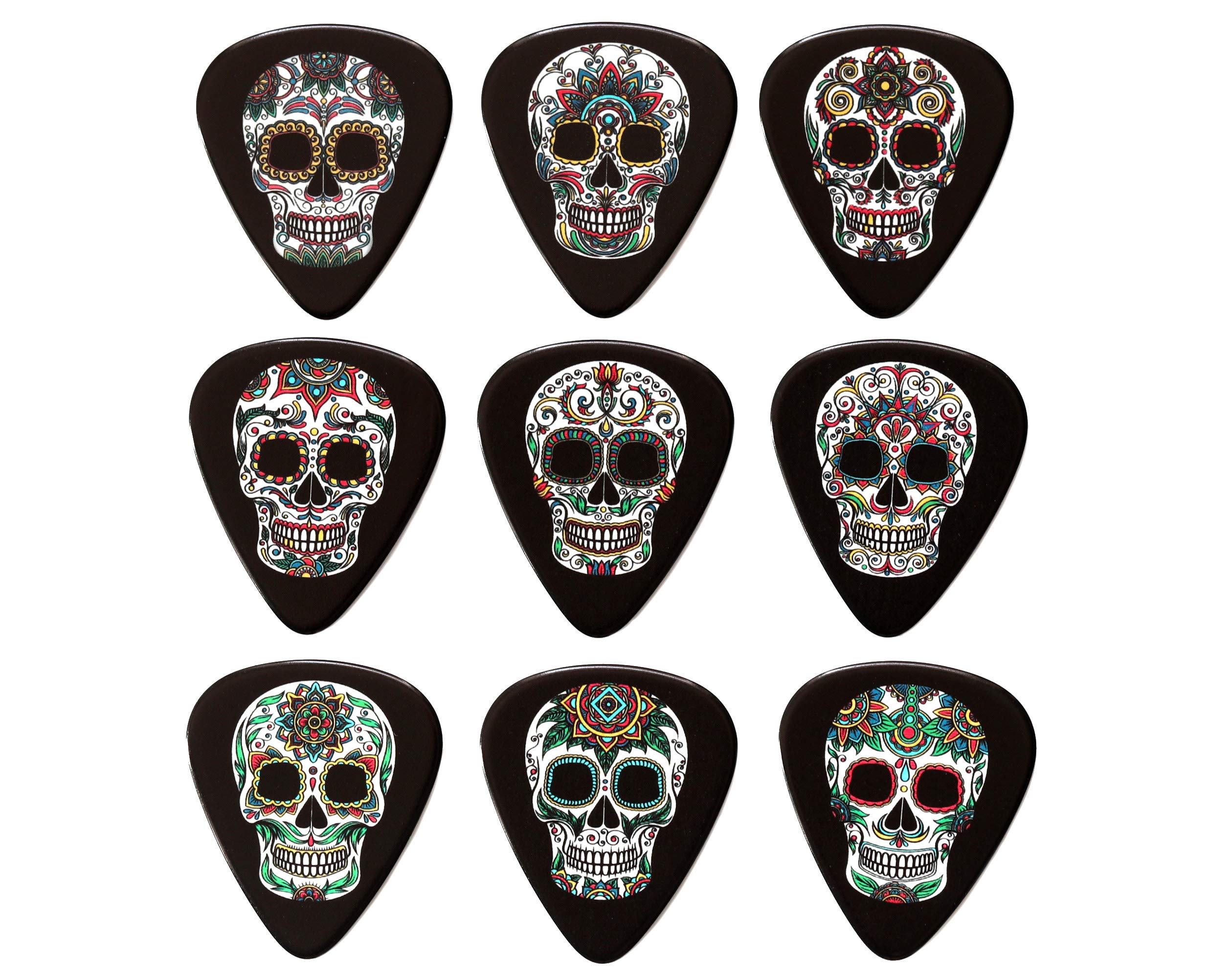 Sugar Skull Guitar Picks Set of 9 Double Sided Harmony Picks