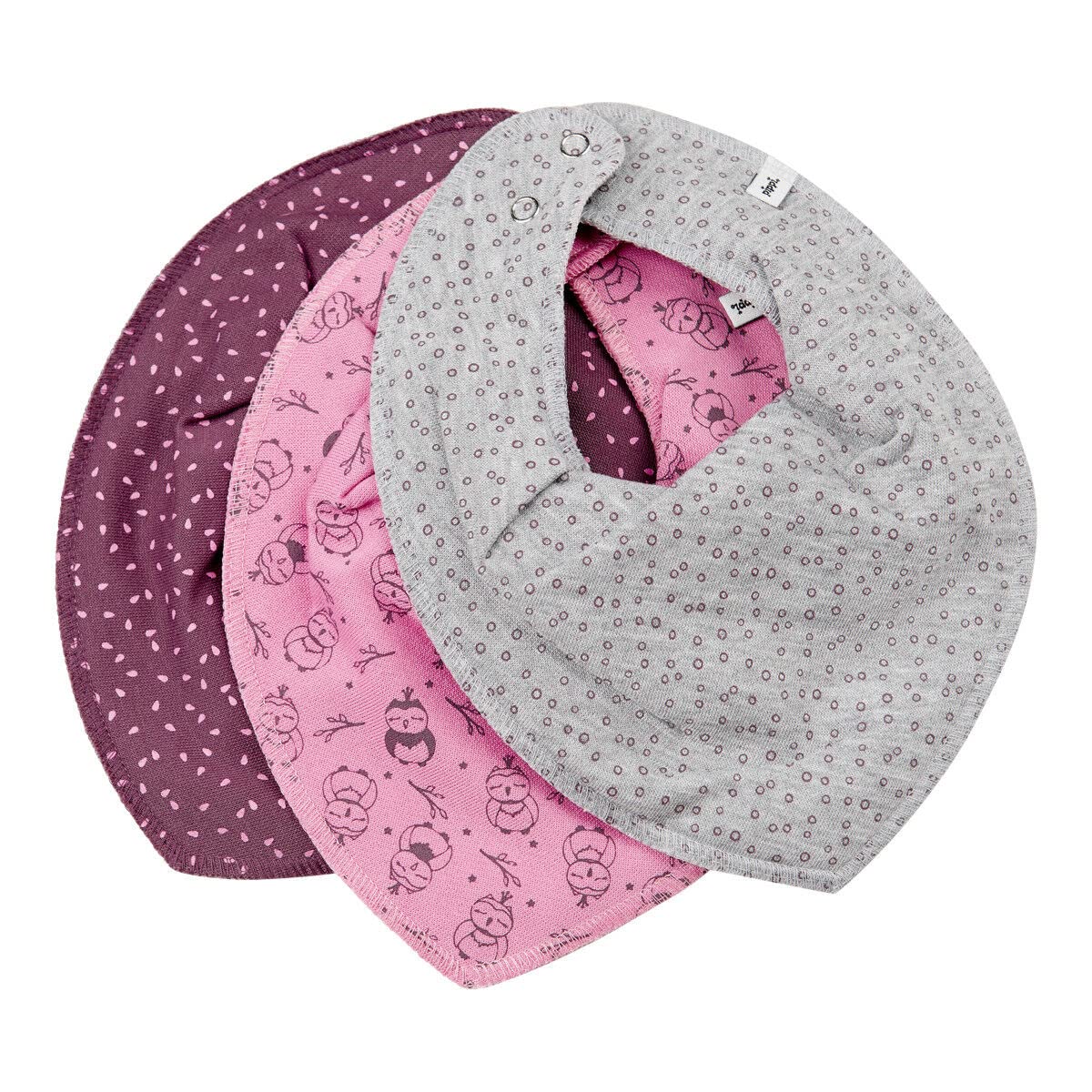 PIPPI Baby 3er Pack Bibs Triangle, Rubber, Einheitsgröße