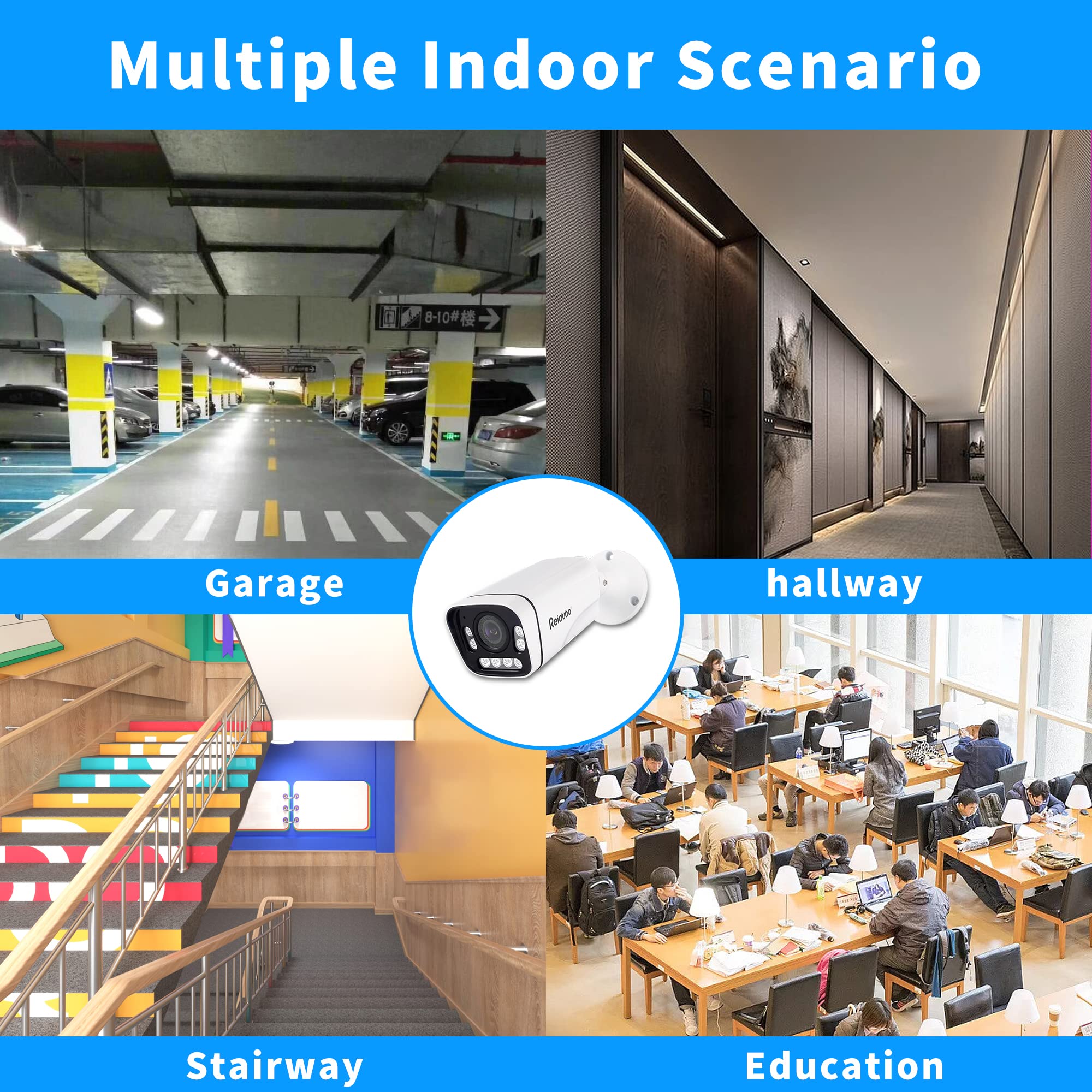 Reidubo 4K PoE Outdoor Security Cameras,8MP HD Bullet IP Security Camera@20fps, Two Way Talk, 98ft IR Color Night Vision,80° FOV, 3.6mm Lens, IP66 Waterproof, Motion Detection, Support SD Card