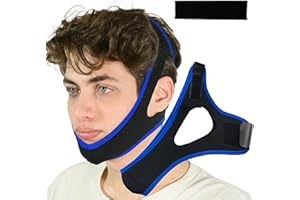 INCANDESCO Anti Snoring Chin Strap, Chin Strap for Sleeping, Premium Airflow Jaw Strap, Stop Snoring Chin Strap, Snoring Solution for Men and Women, Breathable Chin Strap with Adjustable Velcro (Blue)