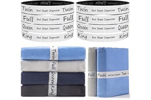 OS OMYSTYLE 8 Pieces Closet Organization Sheet Straps King Queen Twin Full, Bed Sheet Organizer Bands, Elastic Bed Sheet Storage Sheet Keepers, Linen Labels Bedding Bands