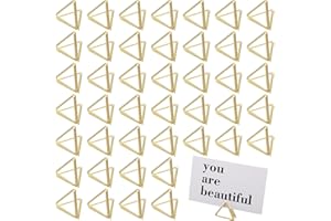 Epakh 100 Pcs Place Card Holder for Table Card Holders for Wedding Triangle Shape Table Number Picture Clips Stand for Centerpiece Anniversary Party(Gold)