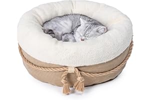 pesen Cat Bed & Small Dog Bed with Supportive Walls, Thick Bottom, Calming Donut Shape, Soft Durable Fabric, 20x20x10 Cat Beds for Indoor Cats