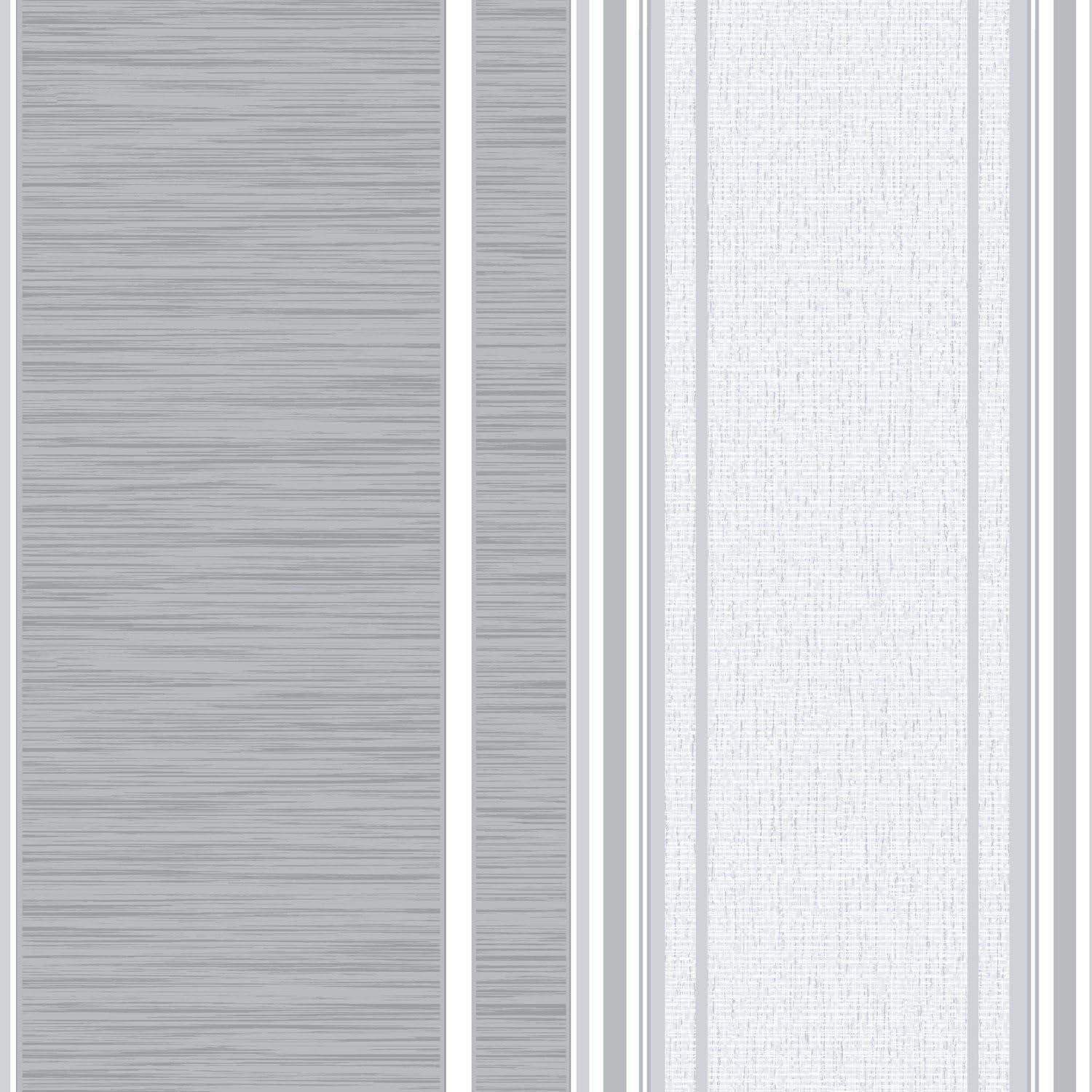 Stripe Wallpaper Metallic Glitter Grey White Silver Textured