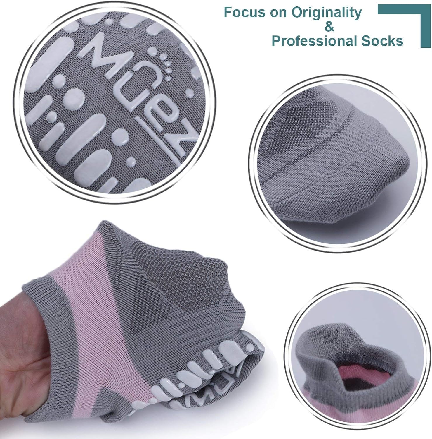 Muezna Non Slip Yoga Socks for Women, Anti-Skid Pilates, Barre, Bikram Fitness Socks with Grips, Size 5-10 : Clothing