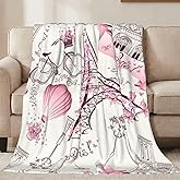 Jbofyee Paris Romance Throw Blankets All Season Ultra Soft Warm Eiffel Tower Fleece Blanket for Home Bed Sofa Couch Chair Outdoor Travel Camping 40x30 Inch