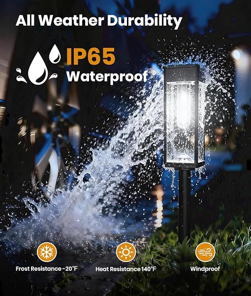 SUPER BRIGHT SOLAR PATHWAY LIGHTS OUTDOOR, 8 PACK SOLAR LIGHTS OUTDOOR, AUTO ON/OFF, IP65 WATERPROOF SOLAR GARDEN LIGHTS SOLAR POWERED LANDSCAPE LIGHTING FOR YARD PATIO WALKWAY DRIVEWAY PATHWAY