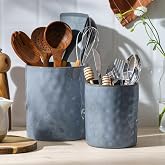famiware Ceramic Utensil Holder, 7.2"+5.8", Set of 2, Blue | Cooking Utensil Crocks, Organizer for Spatula &amp; Spoon, Kitchen Decor, Countertop Storage, Stable and Non-Slip, Reactive Glaze