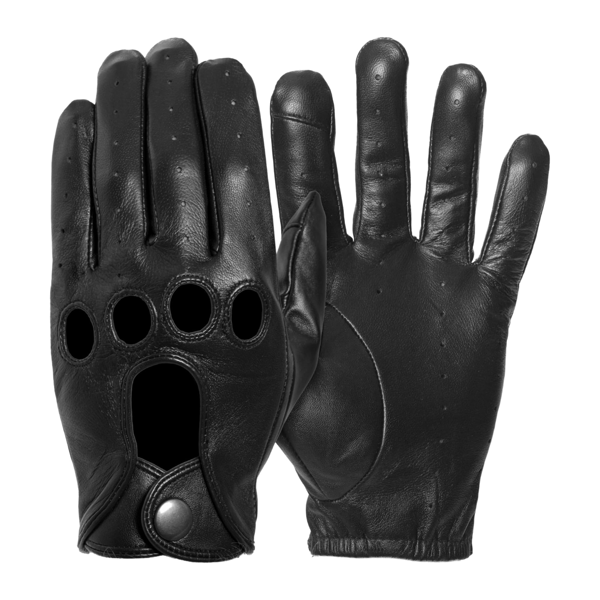 Pratt and Hart Momentum Guantes de conducción de cuero con pantalla táctil_L Negro