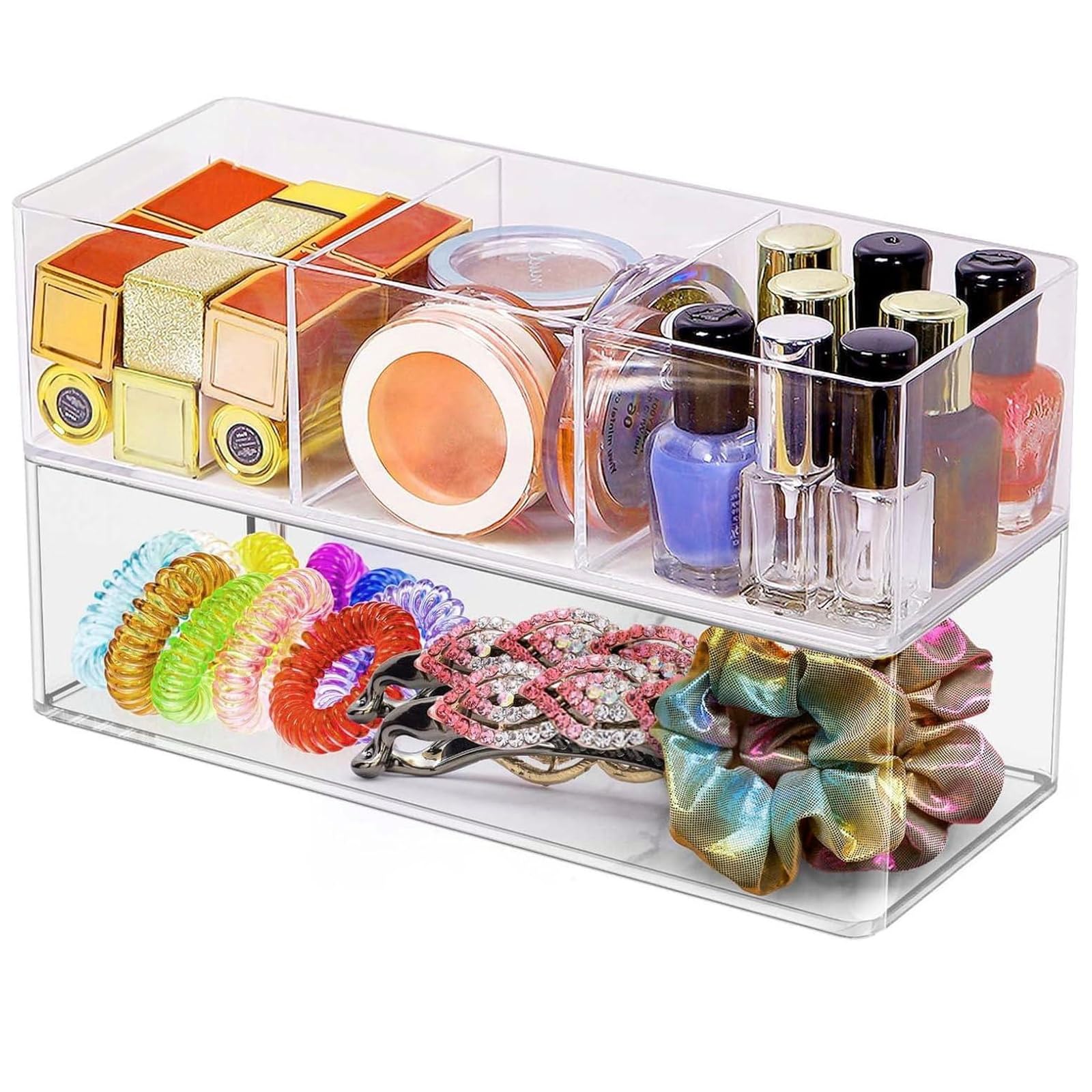 NICKLIN Lipstick Organiser 2pcs Acrylic Drawer Cosmetic Organiser Clear Plastic Makeup Drawer Trays for Vanity,Countertop,Bathroom,Kitchen and Cabinet Storage