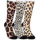 Magifuls Wild & Playful Crew Socks 3-Pack - Snake/Leopard/Rainbow Prints for Men & Women One Size