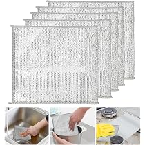 10 Chiffons De Nettoyage Métalliques 3 Couches - Pour Taches Tenaces, Vaisselle Et Surfaces - Réutilisables Et Accrochables - 5