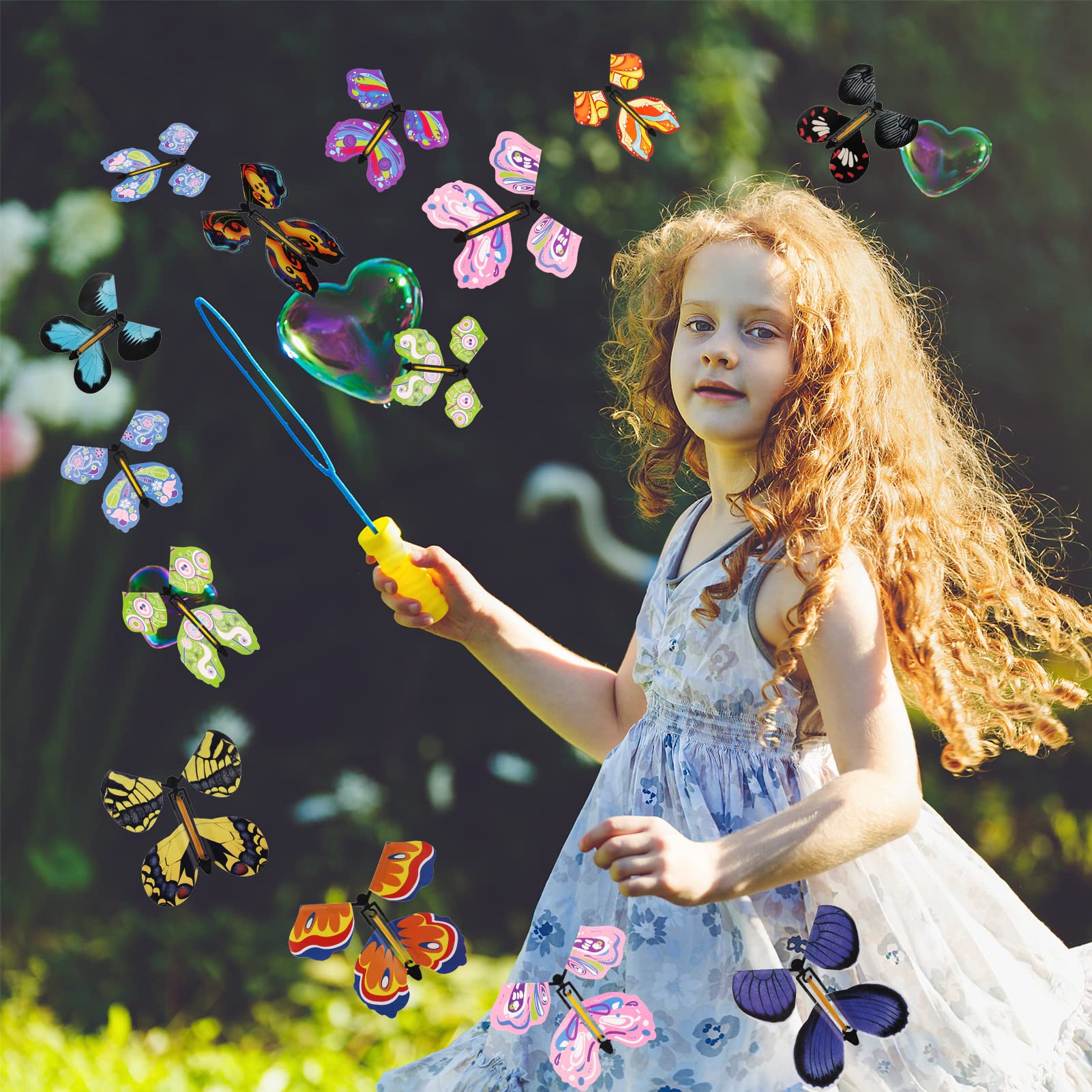 Chenkaiyang 20 Pcs Magic Flying Butterfly, Wind Up Butterfly Toy Rubber Band Powered Flying Butterflies Surprise Gift for Explosion Box Envelope Wedding Birthday Party (20 Classic Style)