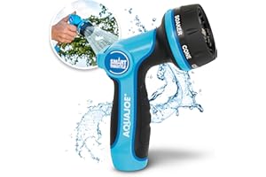 Aqua Joe AJHN102 Heavy-Duty Metal Multi-Function Hose Nozzle with Smart Throttle and 7 Sprayer Patterns