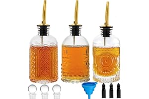Syrup Dispenser Bottles Set of 3, Simple Syrup Bottle for Coffee Bar Accessories,7 oz Glass Coffee Syrup Containers for Maple