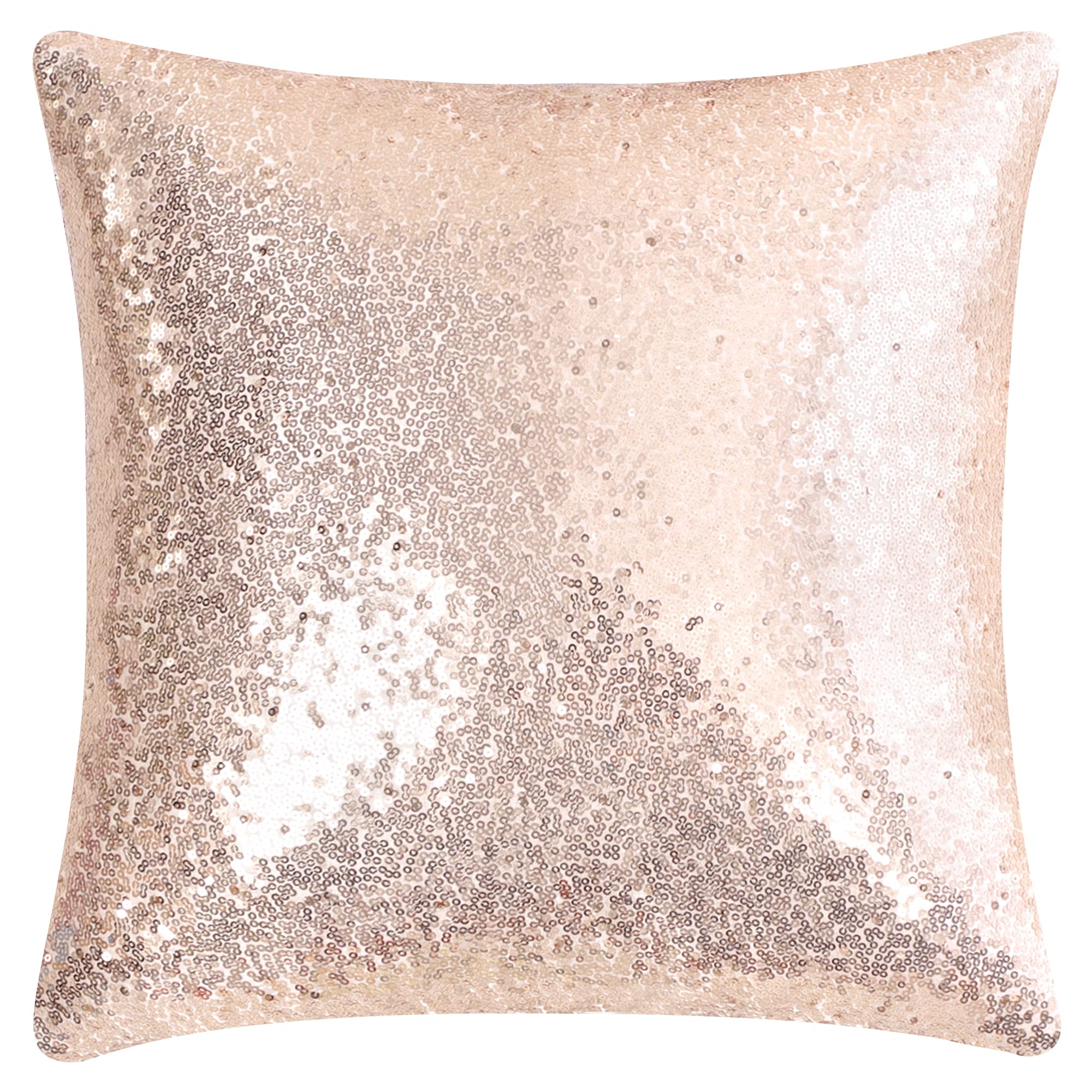 sourcing map Sequin Glitzy Cushion Covers, Shiny Satin Solid Pillow Covers 40x40cm/16x16 Inches for Christmas Wedding Party Decoration - Rose Gold Throw Cushion Covers with Zipper