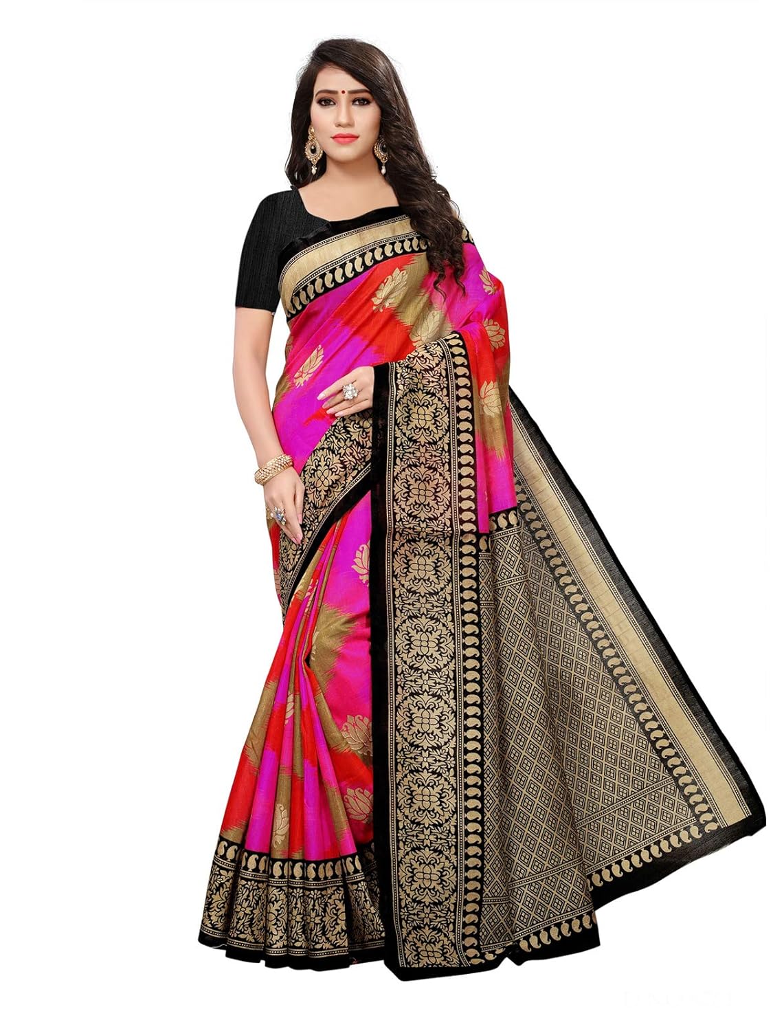 kanchnar women's poly silk casual wear with blouse