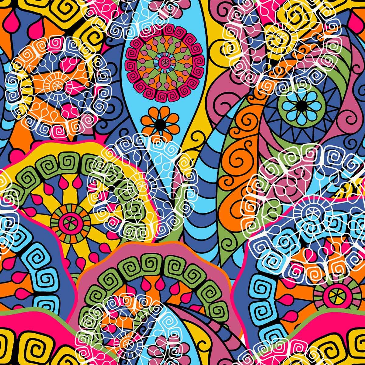 Boho Mandala Fabric by The Yard,Hippie Bohemian Floral Print Upholstery Fabric for Chairs,Vintage Colorful Abstract Geometric Decorative Waterproof Outdoor Fabric,3 Yards,(L276*W150cm) Pale Blue