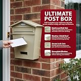 ZENO Post Box Wall Mounted Waterproof Large Outdoor Mailbox Beige view 3