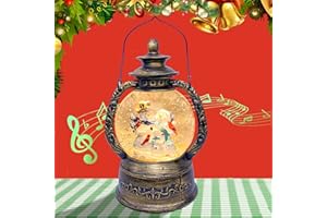 XPSCOCO Snow Globe Christmas Lantern Musical Snow Globes Christmas Water Lantern Swirling Glitter Lantern with Snowman Family USB 3 AA Battery Operated Snowglobe 6H Timer Home Party Christmas Decoration Gifts