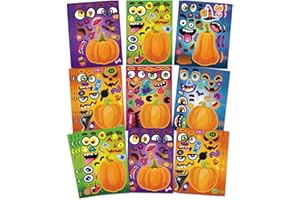 OTAITY Halloween Stickers for Pumpkins 24 PCS Make-a-Face Stickers Halloween Pumpkin Craft Stickers, Make Your Own Halloween Stickers Halloween Party Favors Treats Party Games Goody Bag Filler