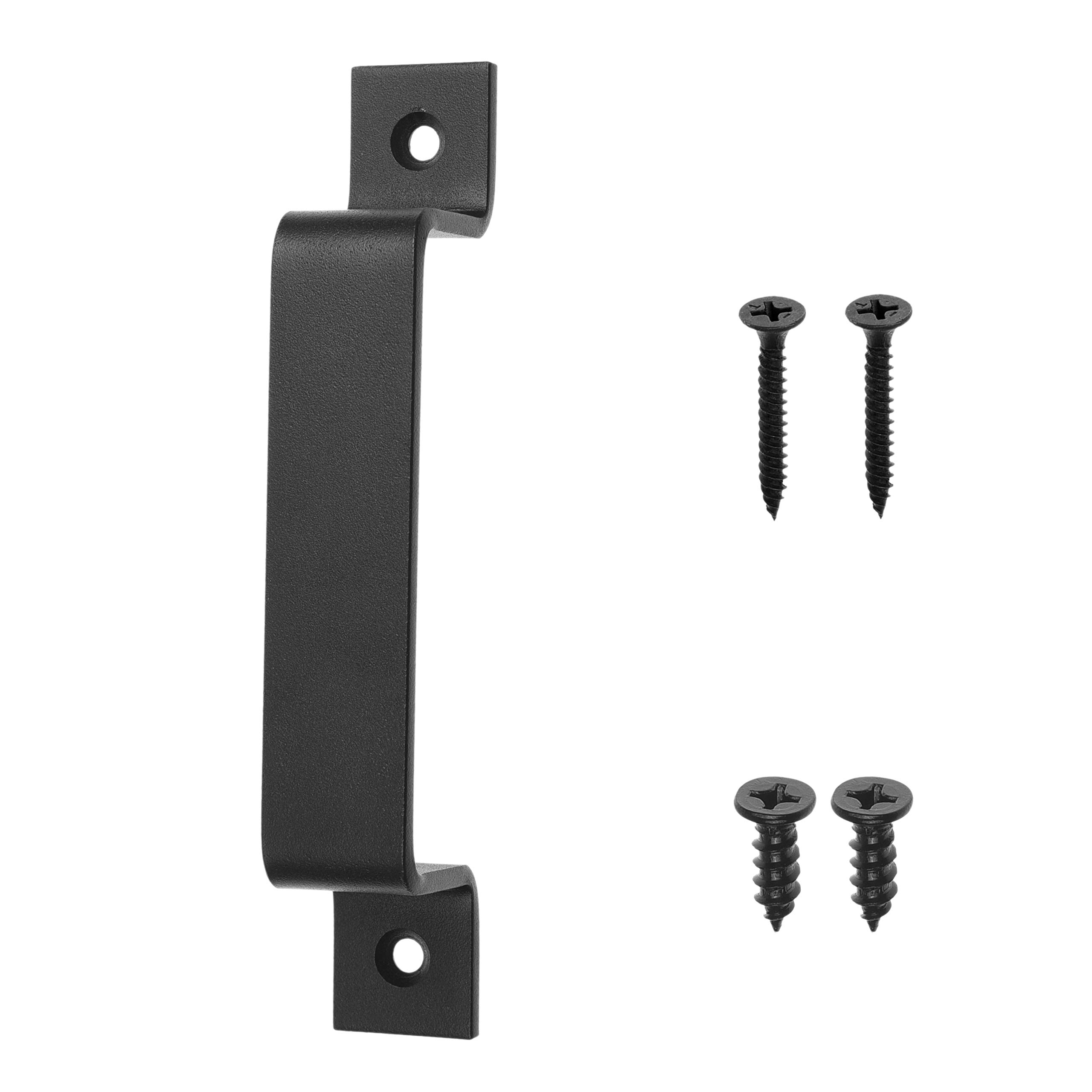 Kare & Kind 1x Barn Door Handle (Black) - 7.48-inch Steel with Smooth Edges - Rustic Door Pull for Barn Doors, Sheds, Garages, Gates - Tapping Screws Included