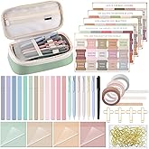 Dunzoom 137 Pcs Bible Study Supplies Journaling Kit 1 Pencil Case 12 Highlighters 4 Sticky Notes 6 Gel Pens 35 Paper Clips 3 Tapes 1 Markers 75 Tabs for Christmas Bible School Gifts(Boho Color)