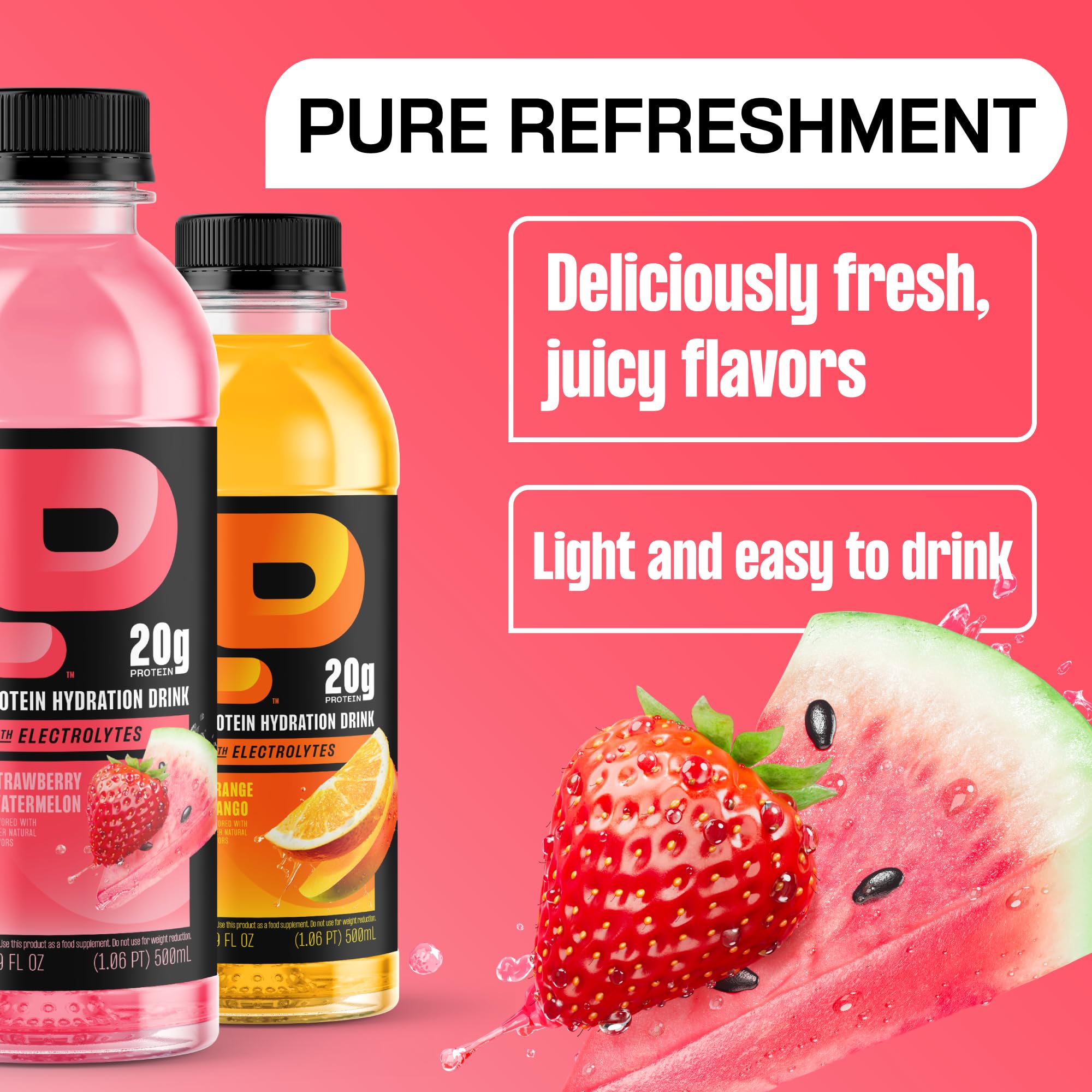 Protein2o Hydration Drink - 2-in-1 Liquid Clear Whey Protein Isolate and Electrolyte Drink - 20g Protein, Vitamins B5, B6 - Post-Workout Recovery - 16.9 Fl Oz - 12 Count Variety Pack