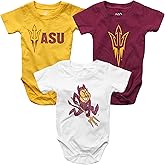 Wes and Willy Baby College Team 3 Pack of Cotton Rompers