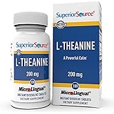 Superior Source L-Theanine 200 mg - Brain Health Support Supplement for Adults - Supplement Formula Aids Better Sleep & Daily Energy - Supports Concentration Naturally - 100 Instant Dissolve Tablets