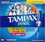 Tampax Pearl Tampons Trio Pack Super/Super Plus/Ultra Absorbency 34 Count view 9