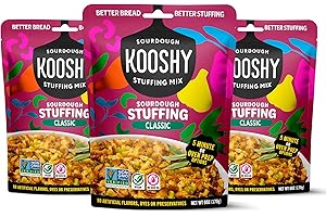 KOOSHY CROUTONS Kooshy Stuffing Mix | Sourdough Stuffing Mix | Vegan No Seed Oil Thanksgiving Dinner Side & Pantry Staple | Stove or Oven Prep (6 oz Bag | 3 Pack)