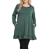 Shiaili Long Plus Size Tunic Tops for Women Ruffle Hem Shirts for leggings