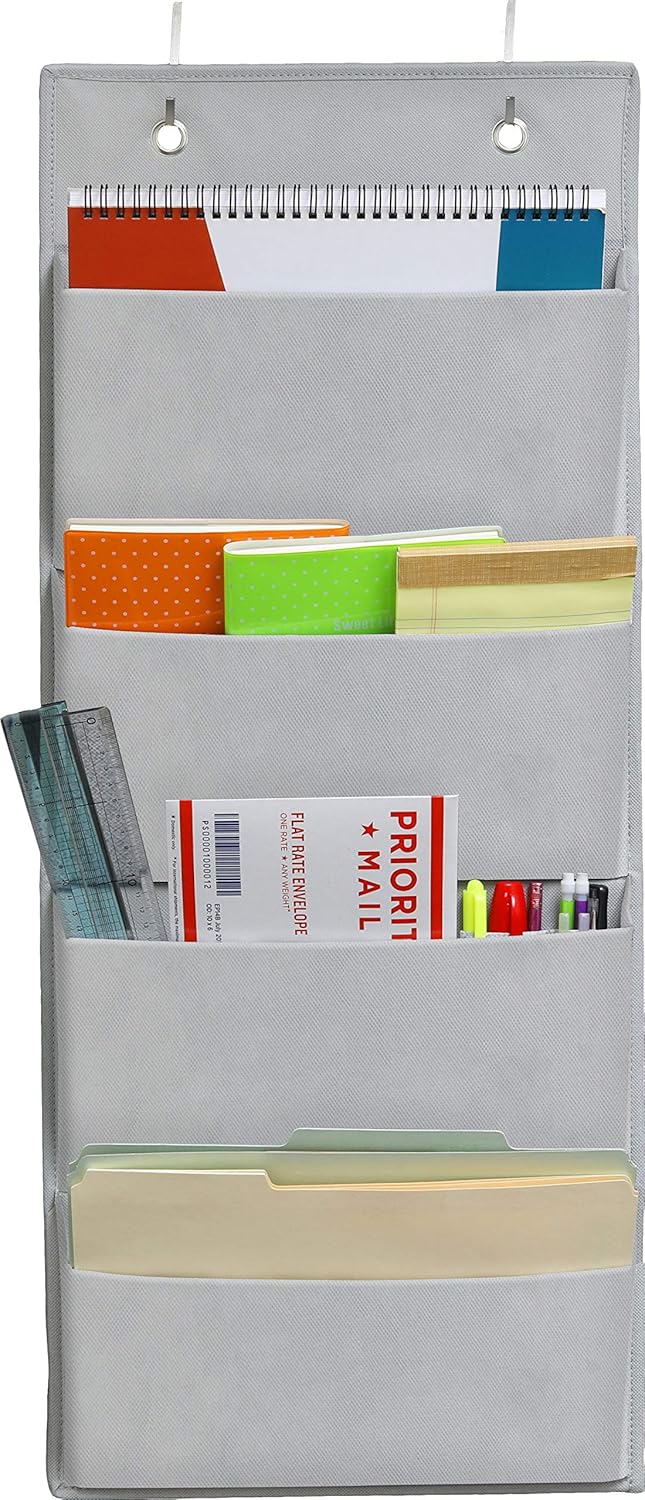 4 Pockets - Wall Mount/Over Door Office Supplies File Document Organizer Holder : Office Products
