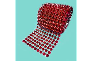 Yhsheen 1 Yard Sew Stitch On Spike Stud Rivet Flat-Back Punk Rock Trim Ribbon mesh Bead Craft (Red)