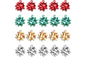 CEALXHENY 25PCS Christmas Charms for Jewelry Making Red Green Xmas Bow Charm Pendants for DIY Earring Bracelet Necklaces Holiday Clothes Sewing Bag Decoration Supply