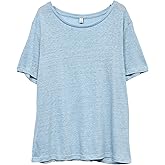 Amazhiyu Women's 100% Linen Knit Basic T-Shirt Short Sleeve Summer Tee