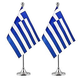 WXTWK 2 Pack Greece Flag Greek Desk Flag Small Mini