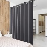 PONY DANCE Thermal Blackout Curtains Grey 254 x 210 cm Eyelets