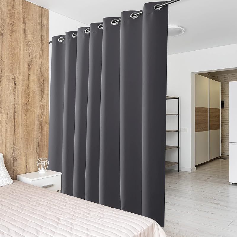PONY DANCE Thermal Blackout Curtains Grey 254 x 210 cm Eyelets