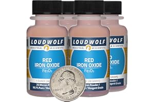 LOUDWOLF Iron Oxide Red / 4 Ounces / 4 Bottles / 99.7% Pure Reagent Grade / 25 Micron Powder