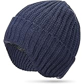 Jadive Winter Hat with Ear Flaps Knit Beanie Hats Beanie Cap Thick Warm Plush Lining Skull Cap for Women Men Outdoor Sports