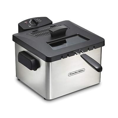 Proctor Silex Deep Fryer with Pour Spout, 21 Cups  5 Liters Oil Capacity, XL Frying Basket, Lid with View Window, Professional Grade, Electric, 1800