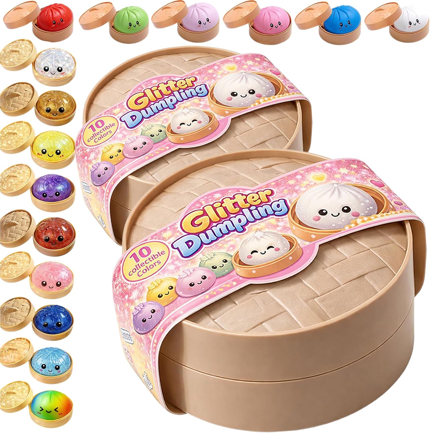 Jeeeun 2026 New Dumpling Squishy Mystery Box | Fun Surprise & Stress Relief for Busy Days Ages, Random Colors (2 Packs)