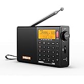 XHDATA D808 Portable AM FM SW LW Air Band Shortwave Radio SSB RDS Multi Band Digital Radio Speaker with LCD Display Alarm Clock External Antenna (Black)