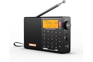 XHDATA D808 Portable AM FM SW LW Air Band Shortwave Radio SSB RDS Multi Band Digital Radio Speaker with LCD Display Alarm Clock External Antenna (Black)