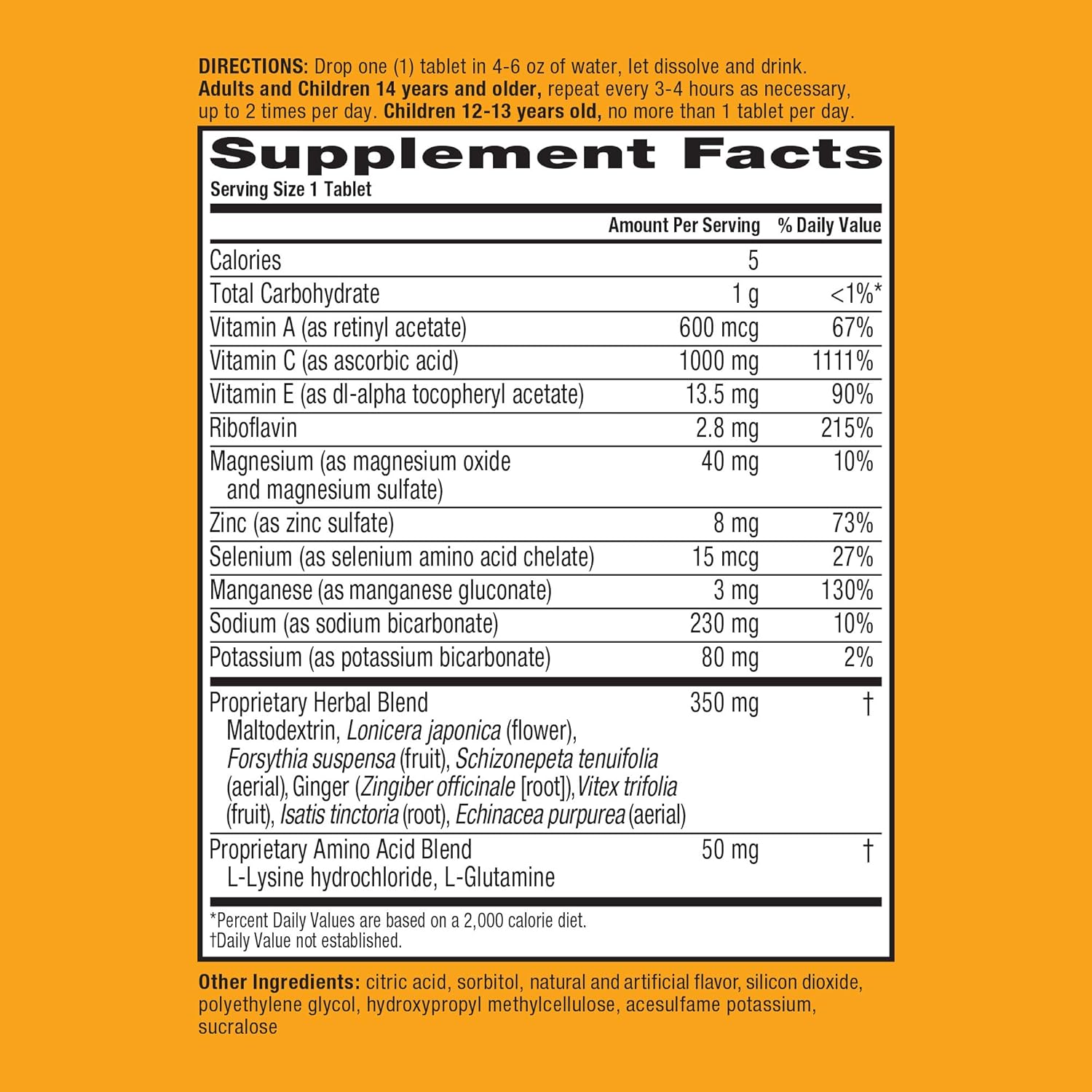 Vitamin C 1000mg (per serving) - Airborne Zesty Orange Effervescent Tablets (30 count in a box), Gluten-Free Immune Support Supplement and High in Antioxidants: Health & Personal Care