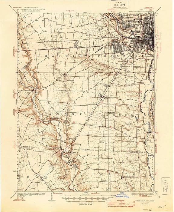 YellowMaps West Columbus OH topo map, 1:62500 Scale, 15 X 15 Minute, Historical, 1925, Updated 1946, 20.8 x 17.1 in
