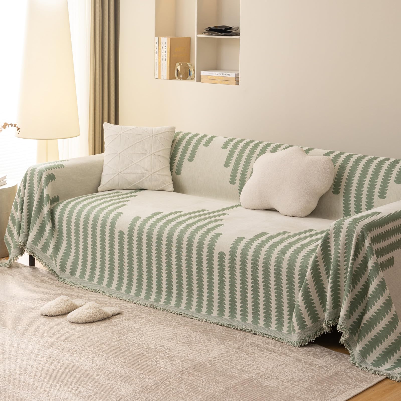 jianyana Sofa Covers, Soft Durable Reversible Chenille Sofa Slipcover Couch Covers Modern Plaid Universal Furniture Protector for 1 2 3 4 Seater Sofa Loveseat L-shape Corner Futon Sofas