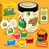 Stofinity 60 Positive Dumpster Fire Cards, Zen Garden Dumpster Fire Desk Accessories, Funny Coworker Gifts For Women, Cute Valentine Gifts For Coworkers, Friend, Daily Affirmation Jar For Office Decor